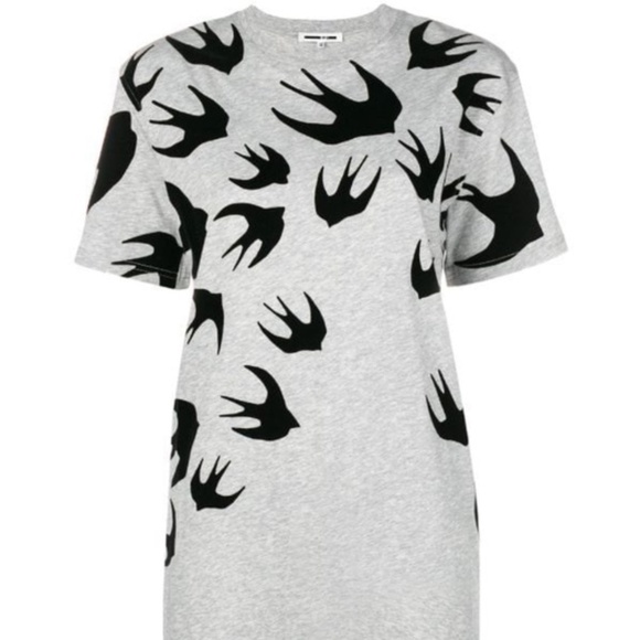 Alexander McQueen Swallow T Shirt Dress in Gray Size Small - Picture 5 of 13